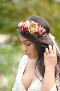 indie bride with flower crown