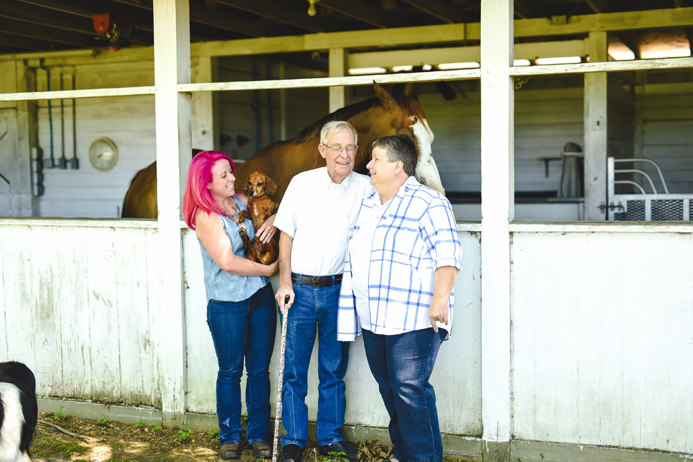 family of three session with family horse