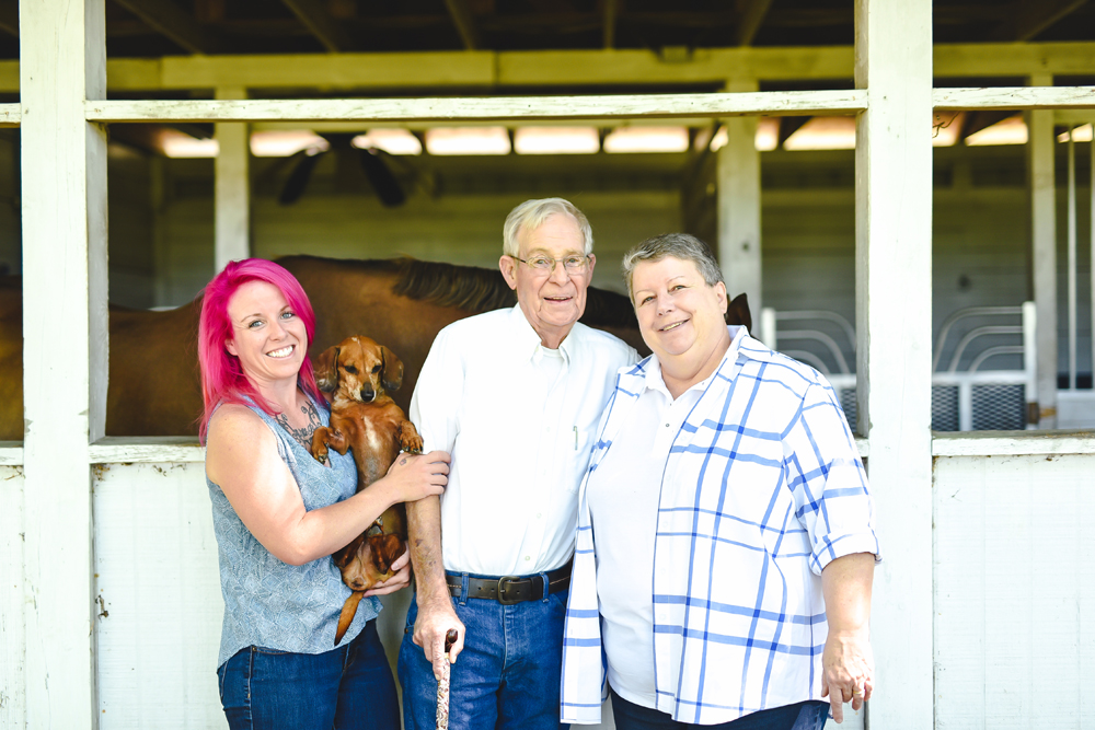 family of three session with horse