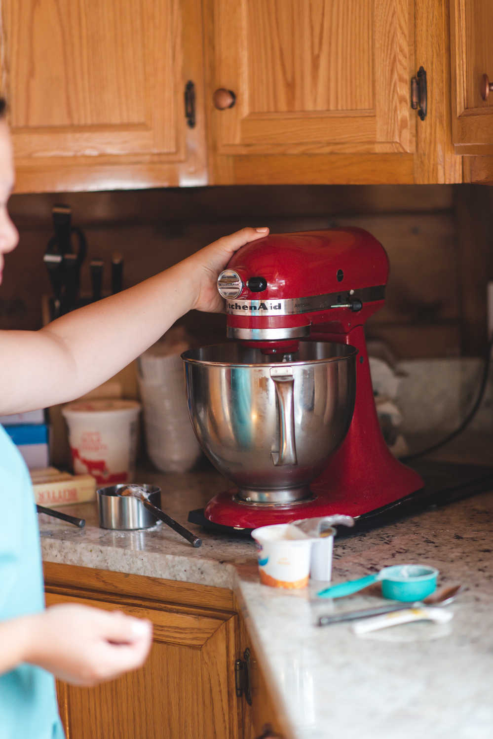 red kitchen aid mixer