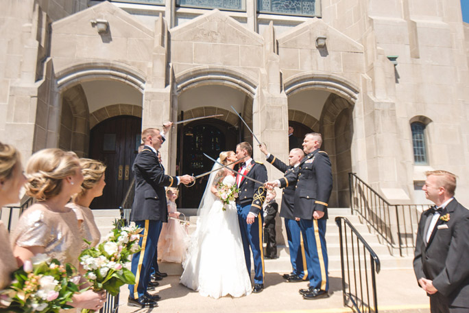 sabre arch wedding photo