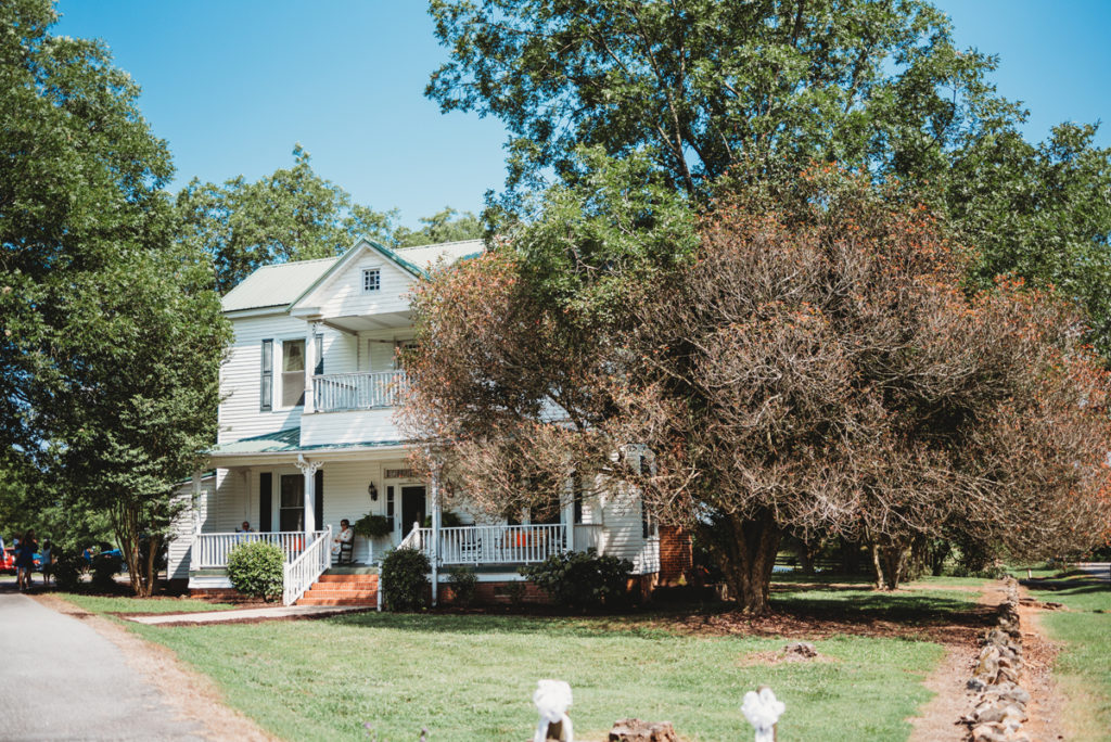 old white farm house wedding