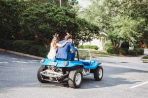 dune buggy wedding exit