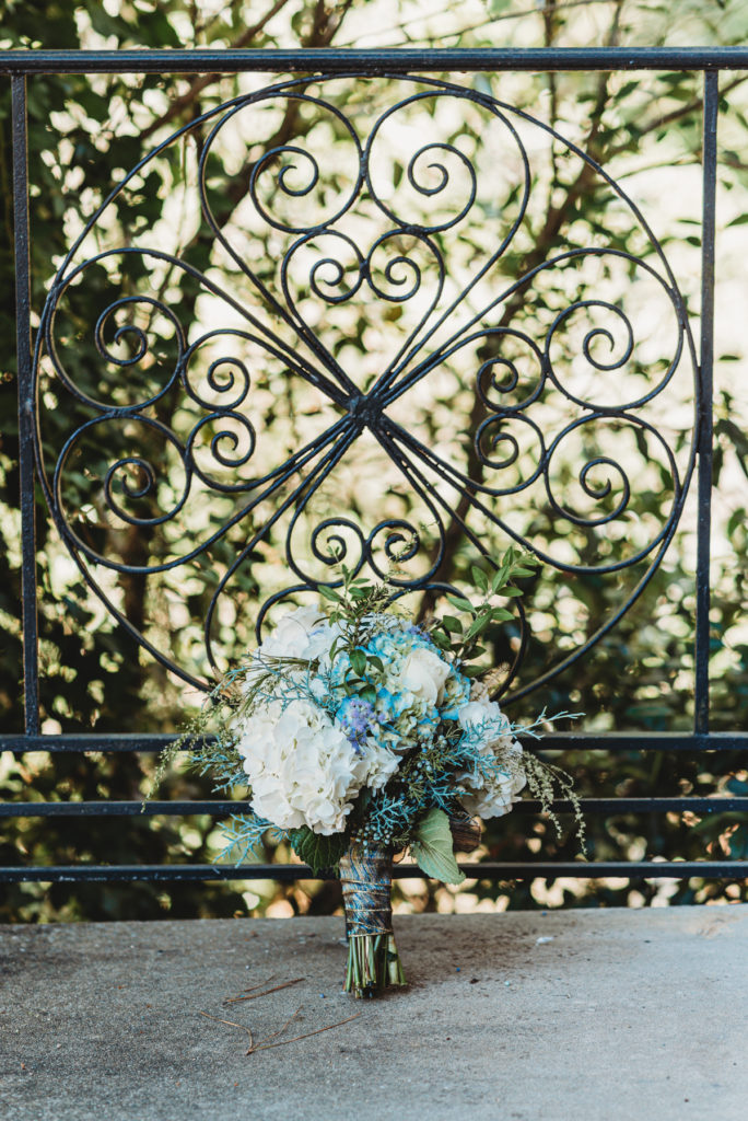 blue and white bridal flowers