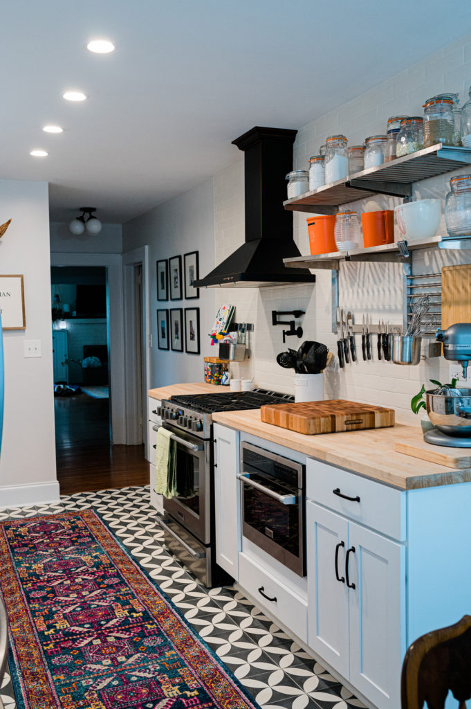 white galley kitchen